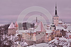 Old town winter view from Patkuli viewing platform. Tallinn. Estonia