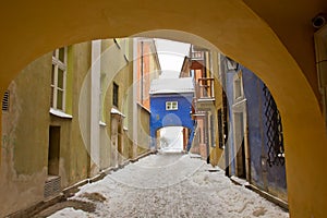 Old town in winter, Warsaw, Poland photo