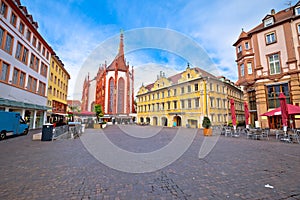 Old town of Wurzburg church and square architecture view