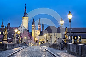 Old town of Wurzburg, Germany at dusk