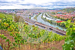 Old town of Wurzburg view from the vineyard hill