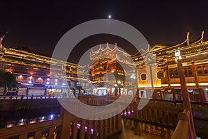 Old town Yuyuan district at night , Shanghai China