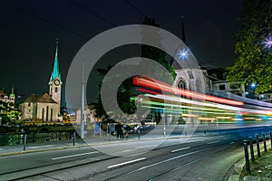 Old town of Zurich city at night