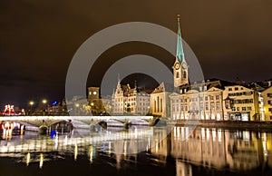 Old town of Zurich at night - Switzerland