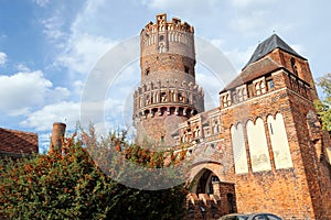 Old townwall gate tower of Tangermuende Germany photo