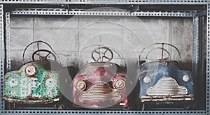 Old toy cars vintage background