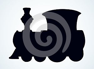 Old toy locomotive. Vector drawing