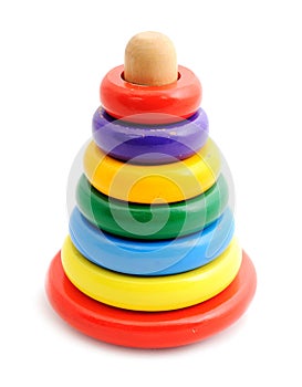 Old toy pyramid with colored rings