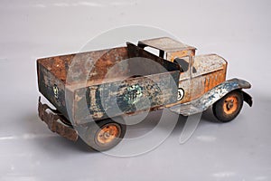 Old toy from the year 1950 of a tin truck from the YPF oil company