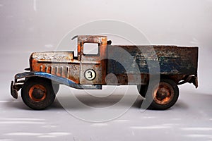 Old toy from the year 1950 of a tin truck from the YPF oil company