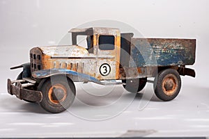 Old toy from the year 1950 of a tin truck from the YPF oil company