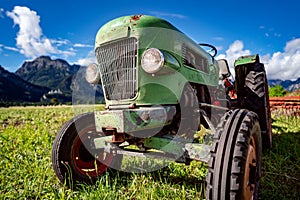 Old tractor in the Alpine meadows