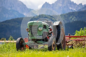 Old tractor in the Alpine meadows