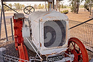 An Old Tractor On Display