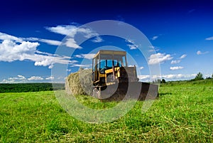 Old tractor and summer day