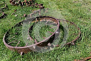 Old tractor wheels with lugs