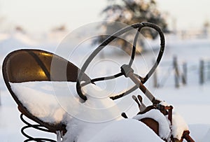 Old tractor in winter