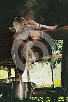 Old tradition of coffee making in local of thailand