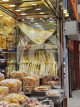 Old Tradition Culture China Macau Street Shark Fin Shop Chinese Dried Fish Maw Cuisine Delicacy Authentic Ethnic Food Seafood