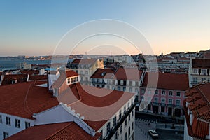Old traditional city of Lisbon - panorama of Lisbon