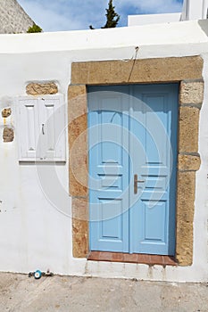 Old traditional door at Patmos island in Greece