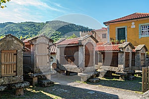 Old traditional espigueiro granary food storehouse in Sistelo, Arcos de Valdevez, Viana do Castelo, Portugal, Europe