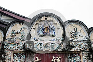 Old Traditional front Gable Wall of a Building in Chengdu.