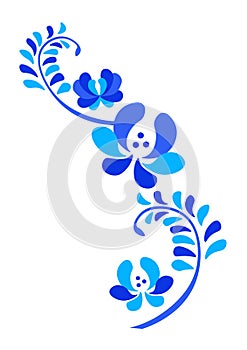 Old traditional gzel ornament. Decorative floral blue Illustration