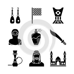 Old Traditional Heritage in Arab Glyph Icons