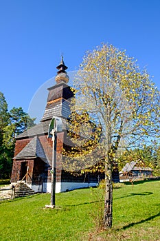 Old traditional Slovak wooden church in Stara Lubovna, Slovakia