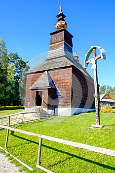 Old traditional Slovak wooden church in Stara Lubovna, Slovakia