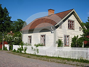 Old traditional swedish house. Linkoping. Sweden.