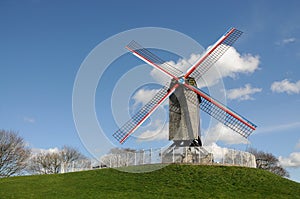 Old traditional windmill in Bruges, Belgium