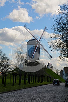 Old traditional windmill in Bruges, Belgium