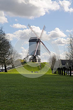 Old traditional windmill in Bruges, Belgium