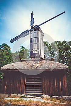 Old traditional Windmill in Stockholm, Sweden