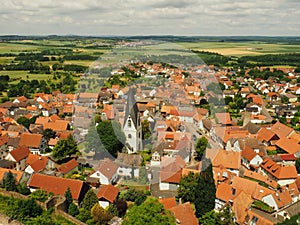 Old TraditionalGerman city. view from top.beautiful red roofs