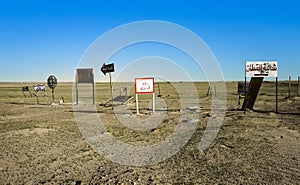 Old traffic signs in the desert near Kuwait City