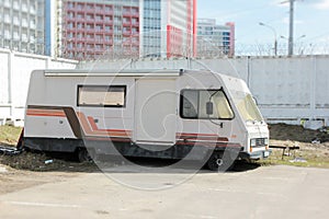 Old trailer in the Parking lot