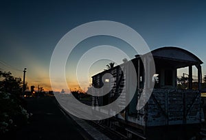 Old Train with beautiful sunset background photo