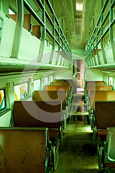 Old train carriage interior