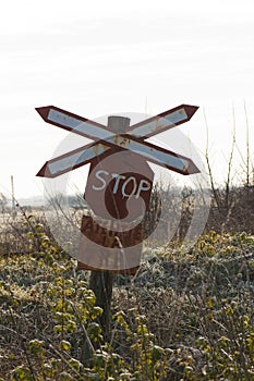 Old train passing sign