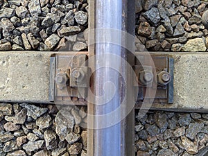 Old train rails in landscape in the summer season