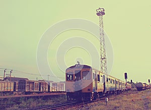 Old train with retro filter effect