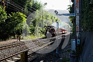 Old train running in Kioto, Japan