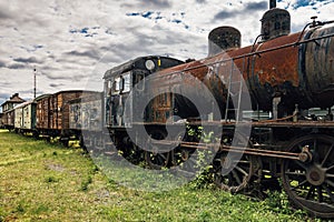 Old train set with a steam locomotive