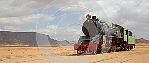 Old train in Wadi Rum protected area, UNESCO, Jordan photo