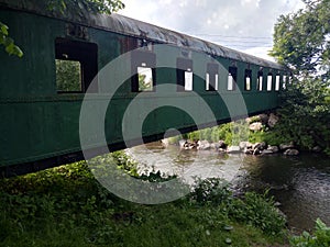 Old train wagon used like bridge