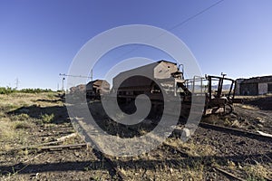 Old train wagons in a station in southern Spain