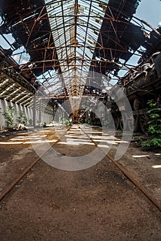 Old trains at abandoned train depot